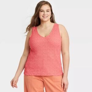 A New Day Textured Coral Tank Top XXL NEW